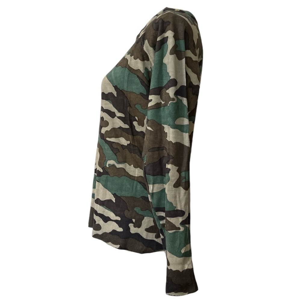 J. Crew Merino Wool Crew Neck Light Sweater in Green Brown Camo Sz. Medium - Picture 14 of 15